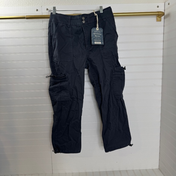 NEW Democracy Absolution Sky Rise Utility Elastic Hem Pant Navy Petite - Picture 3 of 13